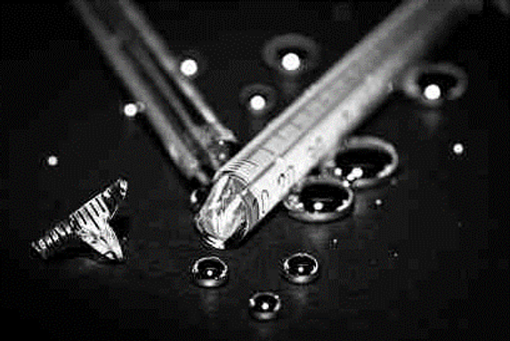 Drops of mercury with test tube